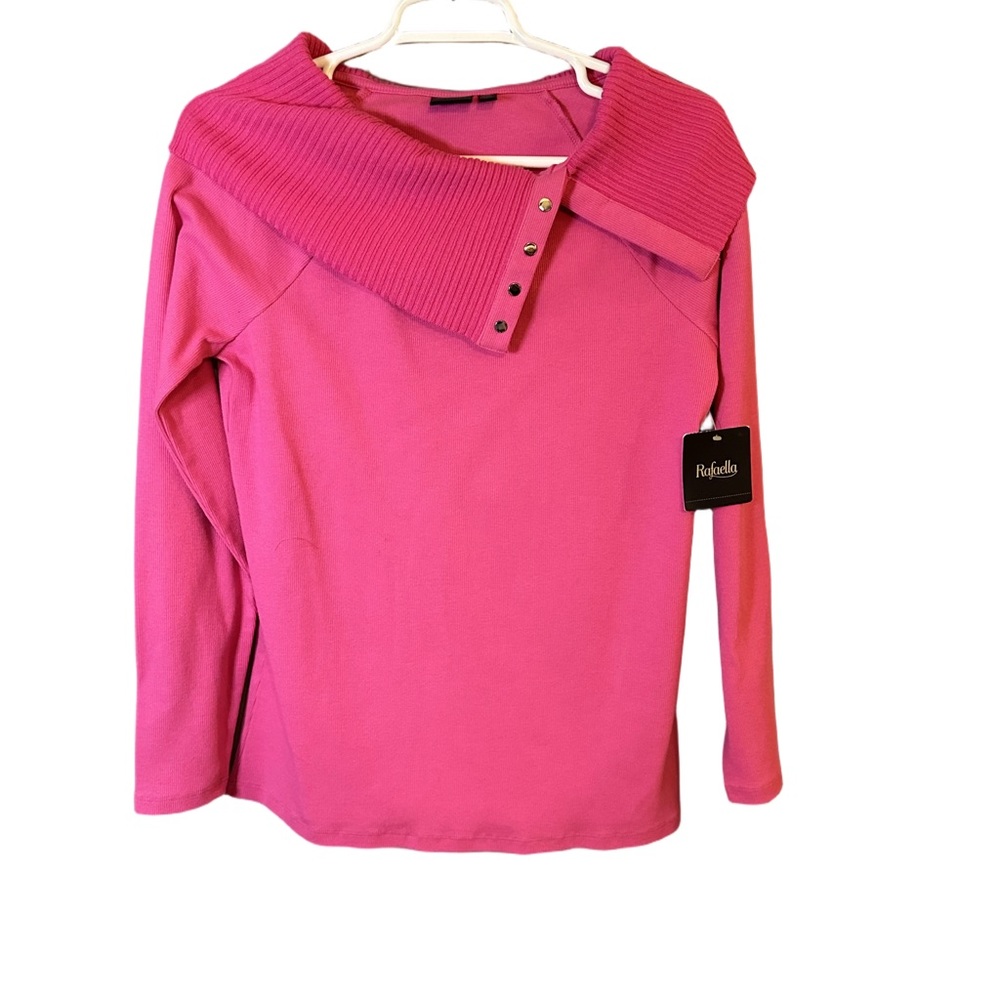 Winter Rose Rafaella Sweater Pink Button Shoulder Cozy Classic Women’s Small - Picture 7 of 7